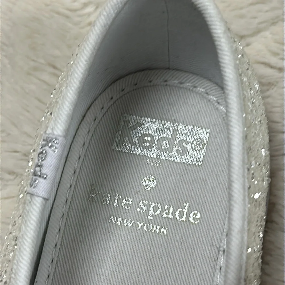 Keds x Kate Spade New York fashion sneakers Silver sparkle glitter , US 8, NWOT